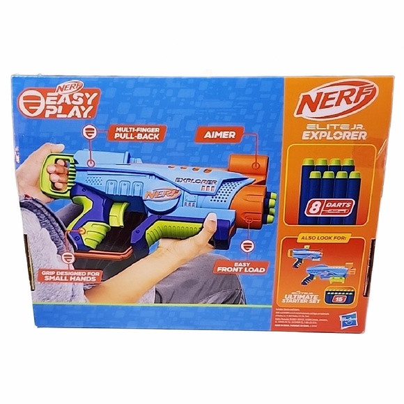 SOLD - 2x Hasbro Nerf Gun Easy Play Elite Jr Explorer Blaster with 8 Darts Toy - Picture 7 of 10